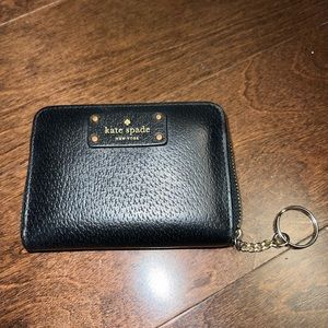 Kate Spade New York Black Leather Grove Street Dani Zip Around Keychain Wallet
